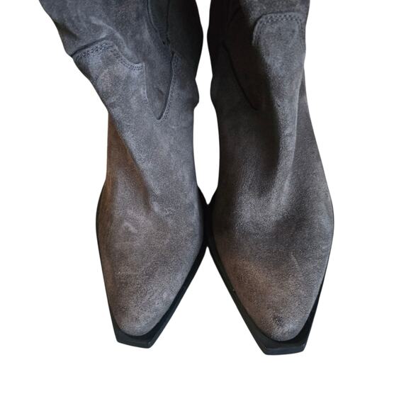 Sundance Cavaliere Tall Slouch Boots Square Toe Gray Suede Soft Cowgirl Boho 9.5 - Picture 4 of 7